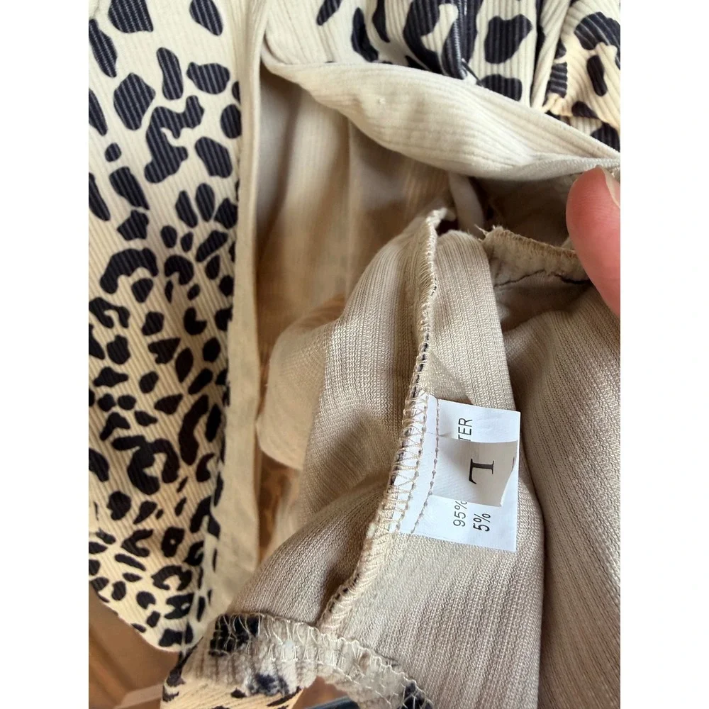 Women's large leopard print fall overcoat corduroy button down shacket overcoat